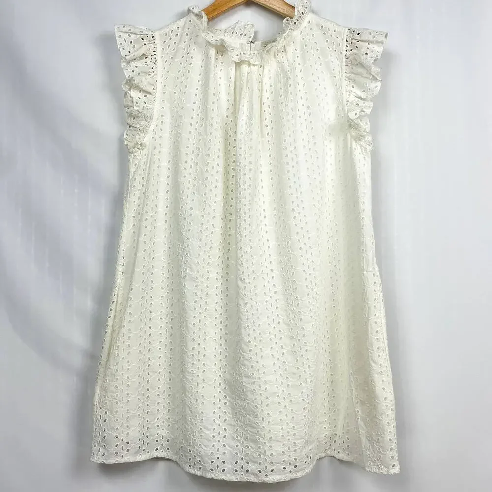 women's cap sleeve lace mini babydoll dress AE Babydoll Short-Sleeve Button-Up Mini Dress